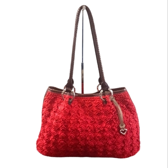 Brighton Woven Red Purse Handbag Shoulder Bag Like NEW - Picture 1 of 12